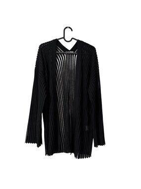 CO Collection Black Ribbed Cashmere Silk Open Cardigan Sweater Womens Size Small